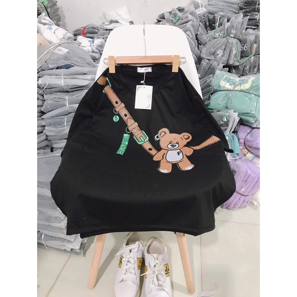 Áo thun tay lỡ túi gấu chữ F TC12