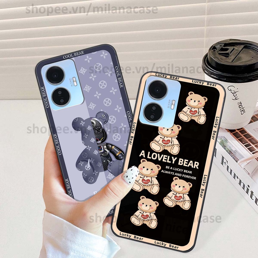 Ốp Vivo Y55 2022 bear brick, gấu đáng yêu, dễ thương