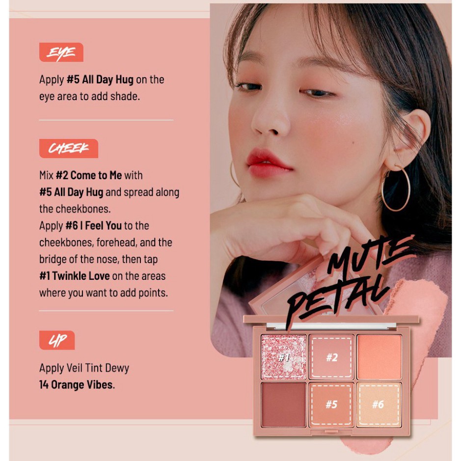 Bảng phấn má hồng 6 ô CLIO PRO Blusher Palette đa năng vớivphấn má màu lì, bắt sáng, ánh nhũ CHÍNH HÃNG