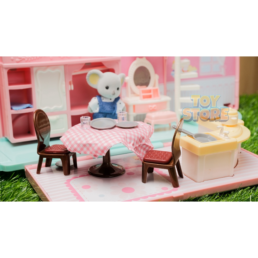 Bộ đồ chơi mô hình nhà búp bê tích hợp xe ô tô gấp gọn FUDAER chất liệu nhựa cao cấp