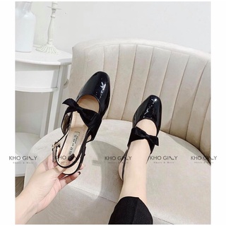 Sandal bệt da bóng nơ thỏ