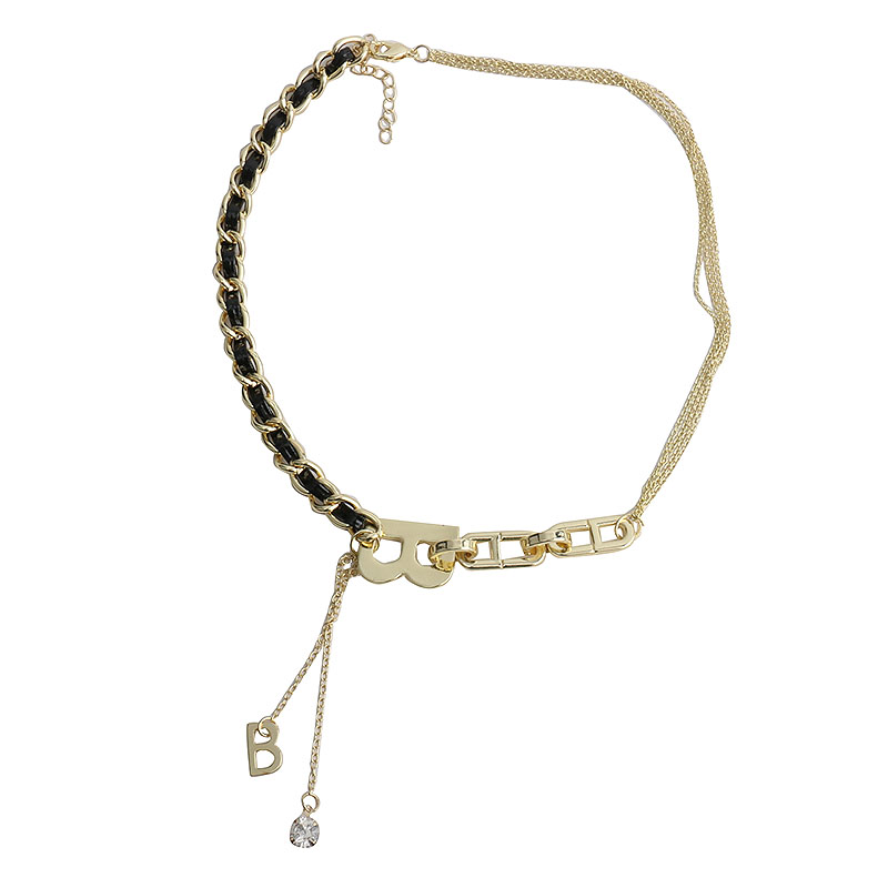 Vòng cổ hai lớp loại dày họa tiết chữ B thời trang độc đáo 22869