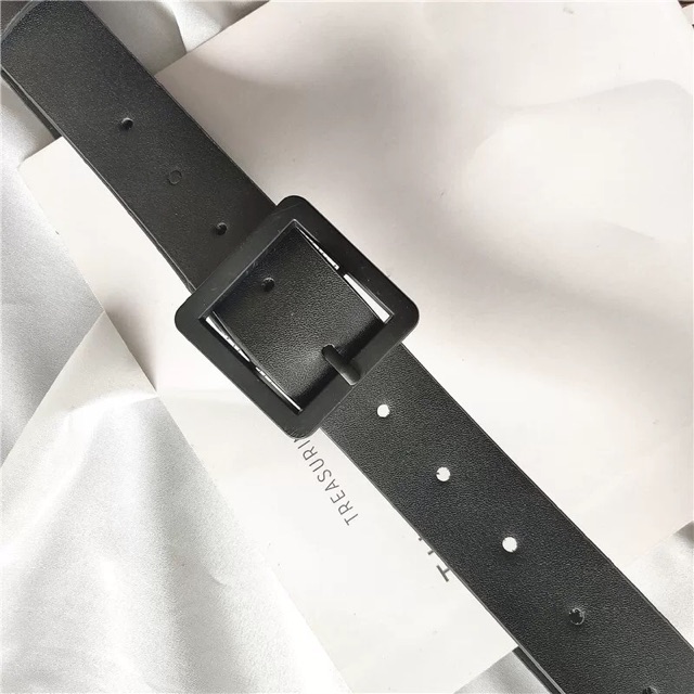 Belt-dây lưng mặt vuông full đen retro