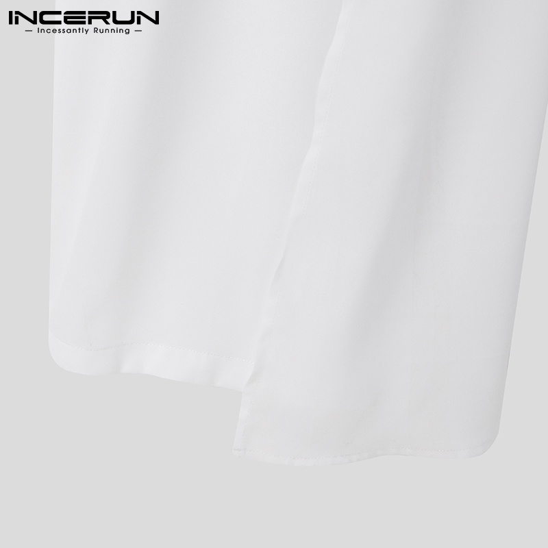 Quần dài INCERUN ống rộng lưng thun thiết kế giả hai lớp thời trang cá tính cho nam