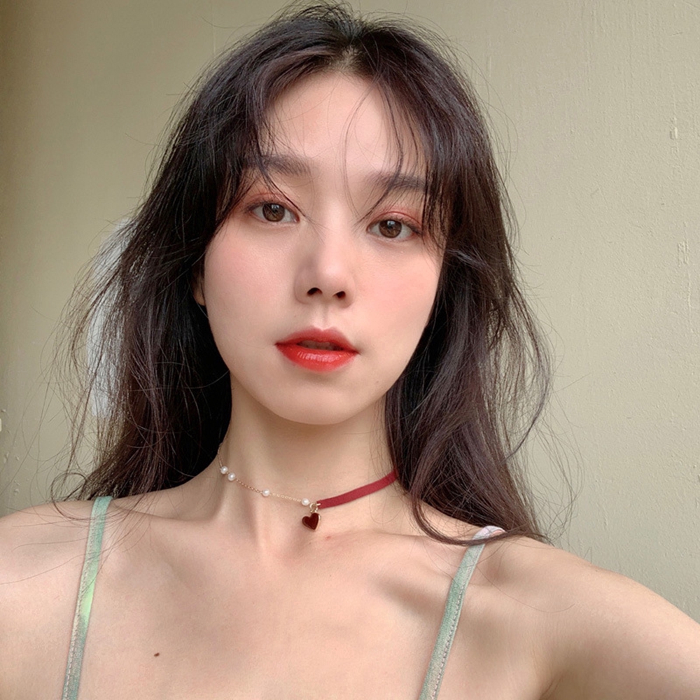 Vòng cổ hợp kim phối nhung đính ngọc trai sang trọng cho nữ