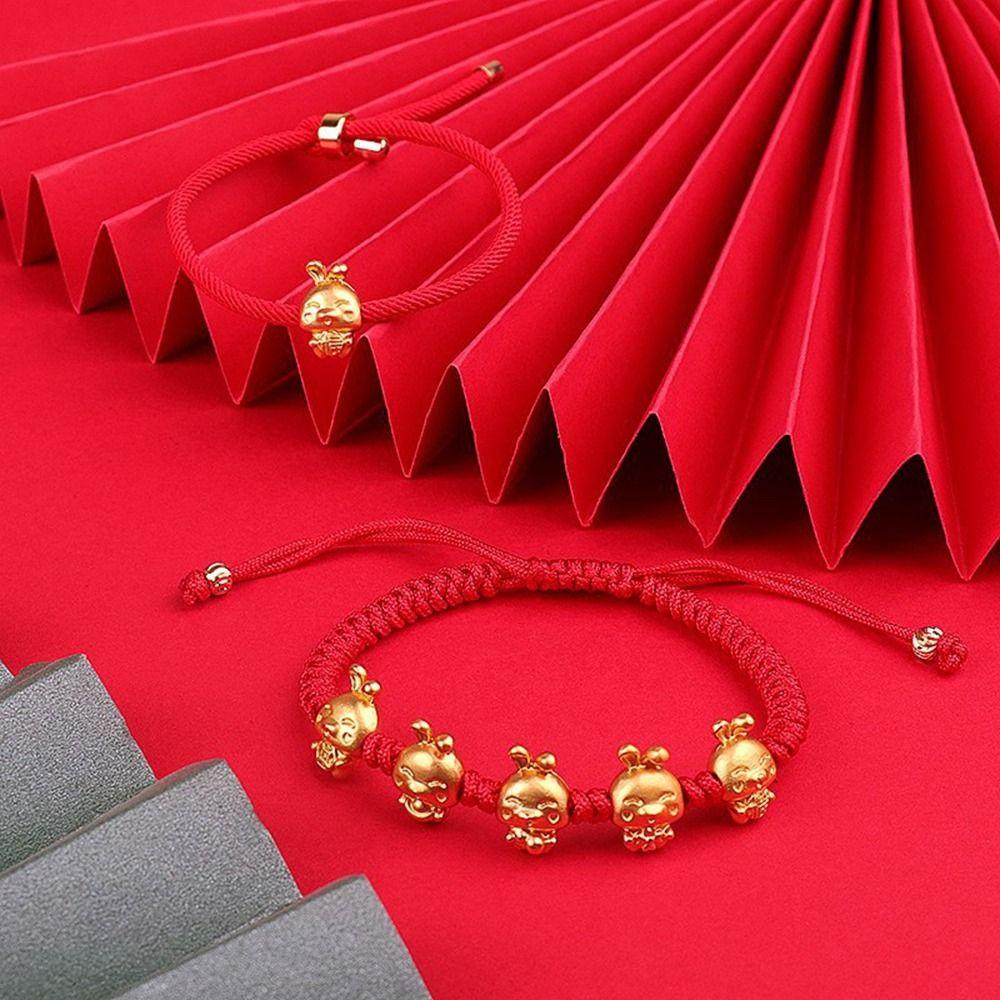 Vòng Tay Thỏ Cung Hoàng Đạo Handmade Có Thể Điều Chỉnh Làm Quà Tặng Năm Mới|Vòng Đeo Tay Xâu Hạt May Mắn
