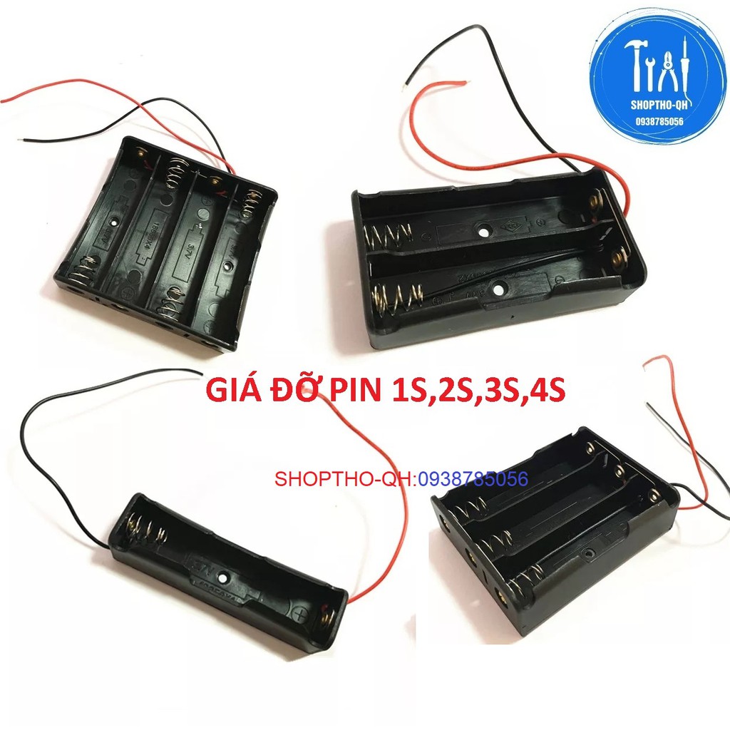 Giá đỡ pin18650,dùng để sạc cho 1,2,3,4 cell pin lithium ion 18650 3,7v.