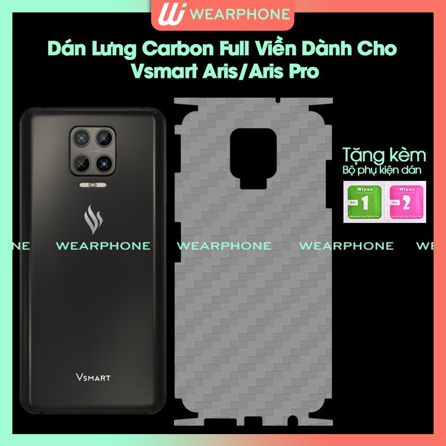 Miếng Dán Decal Carbon Fiber Full Viền Vsmart Aris Aris Pro Joy 4 Kèm bộ phụ kiện dán đầy đủ wearphone
