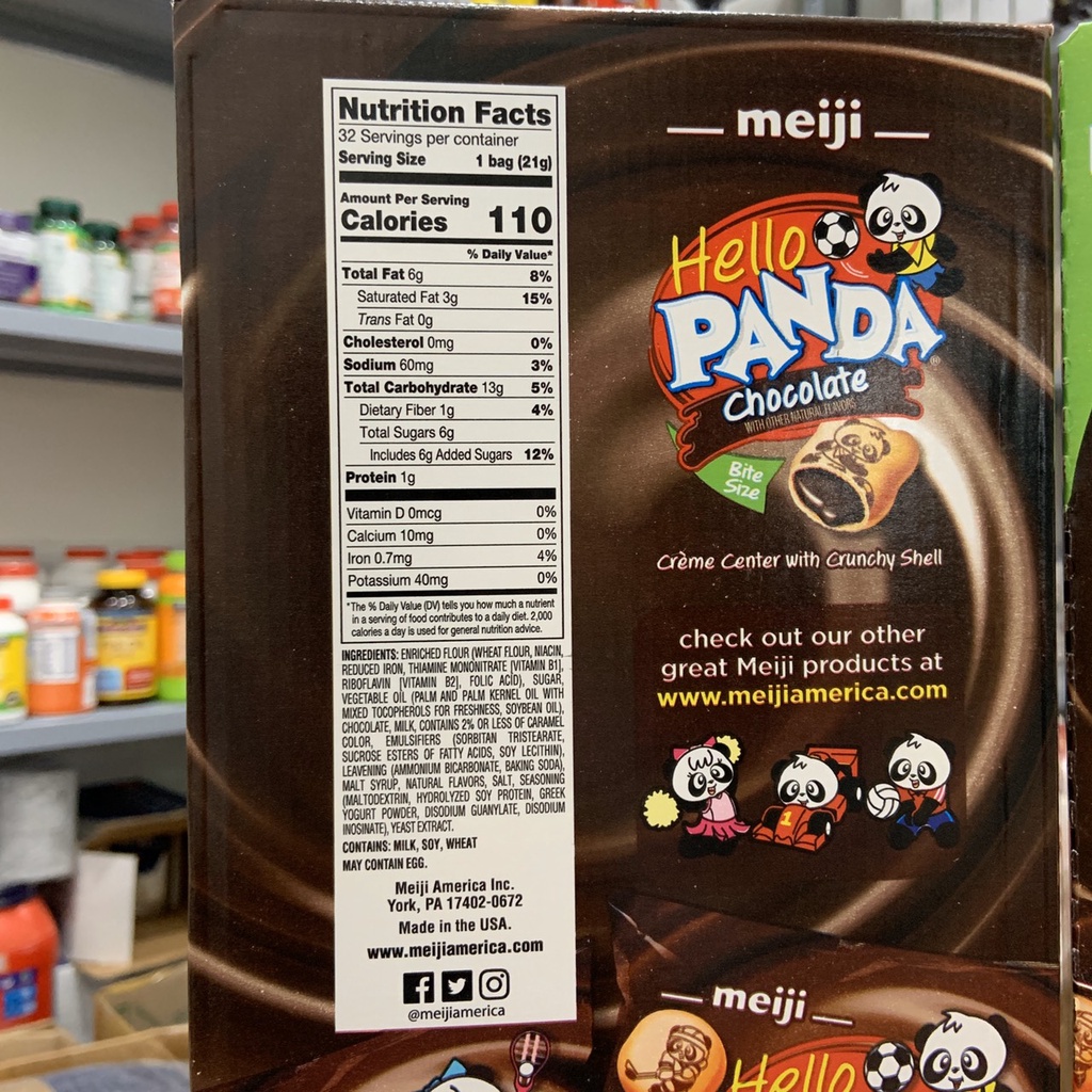 Bánh gấu nhân socola Meiji date 2023 Hello Panda Chocolate thùng 32 gói - EDS Hàng Mỹ