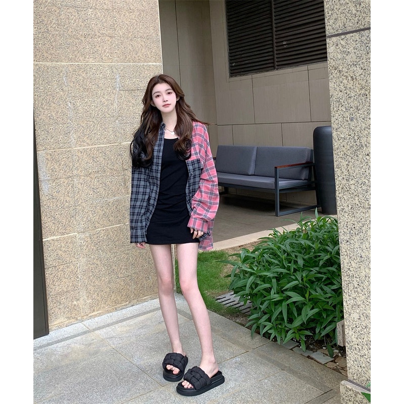 Áo Sơ Mi Chống Nắng Dáng Rộng Tay Dài Kẻ Sọc Màu Sắc Tương Phản Phong Cách Cổ Điển Thời Trang Cho Nữ 5