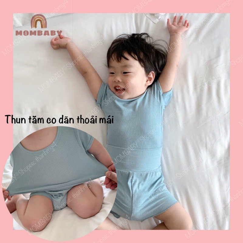 [Minkymom QC] [6-14kg] Bộ cộc tay cạp cao thun tăm mềm co dãn cho bé (có sẵn)