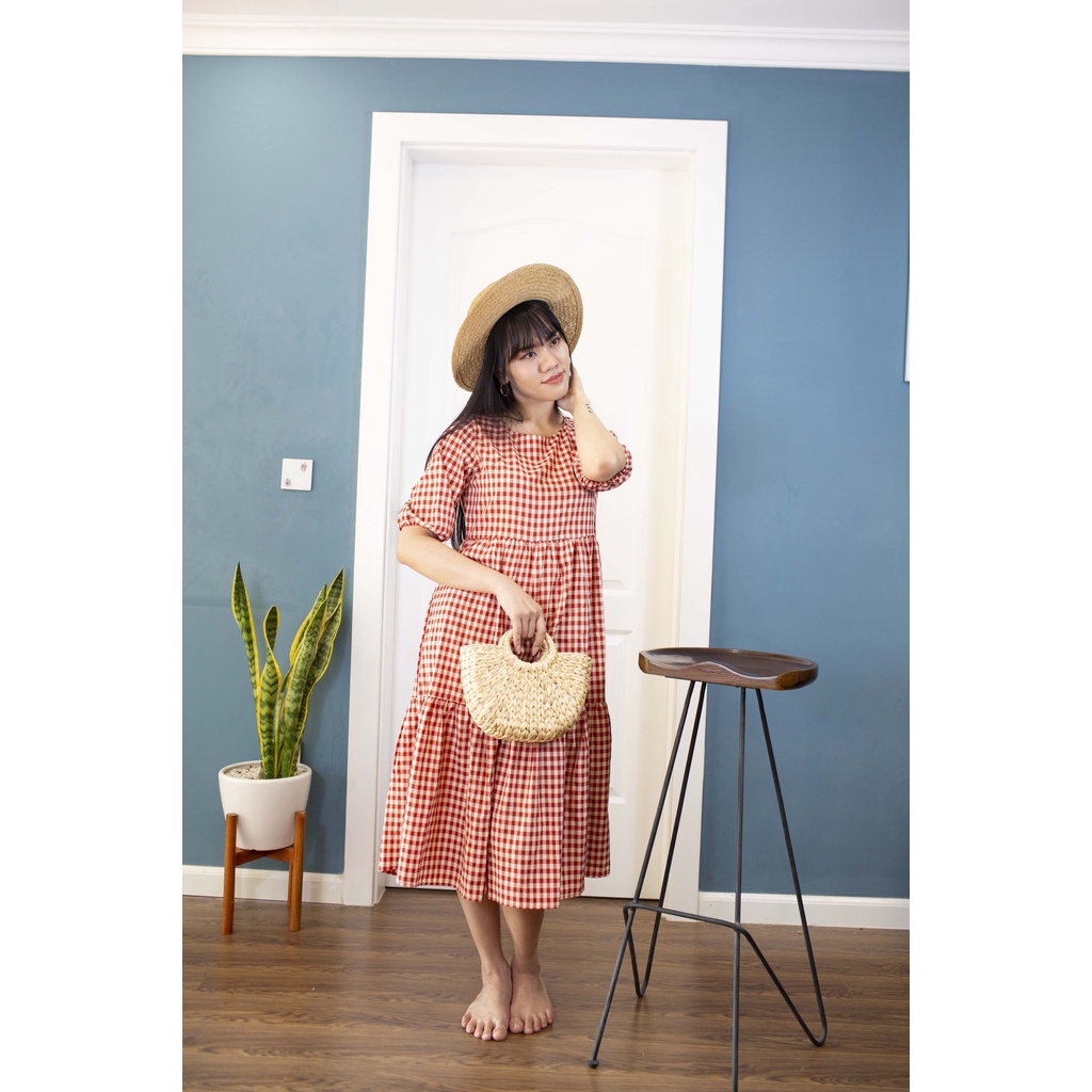 Đầm Xuông Chữ A Sọc Kẻ Hàn Quốc Dài Qua Đầu Gối, Ca Rô Dịu Dàng, Phong Cách Mùa Hè Cho Các Bạn Nữ | BigBuy360 - bigbuy360.vn