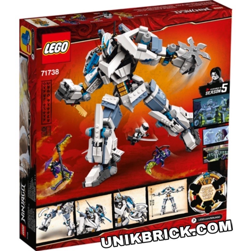 [CÓ HÀNG] Lego UNIK BRICK Ninjago 71738 Zane's Titan Mech Battle Chiến giáp Titan của Zane chính hãng (như hình).