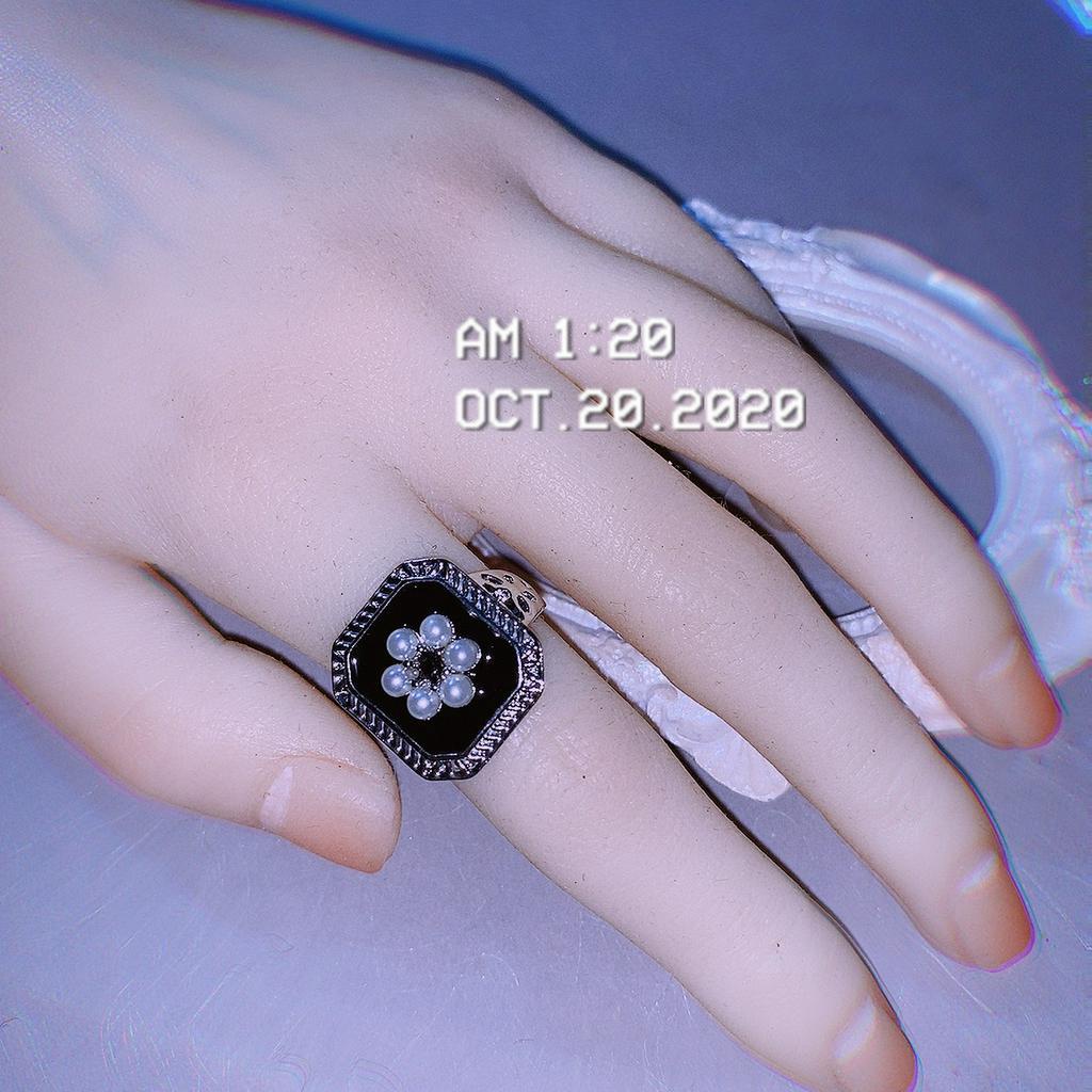 Nhẫn Hở Điều Chỉnh Được Kích Thước Phong Cách Hàn Quốc Màu Đen 22854