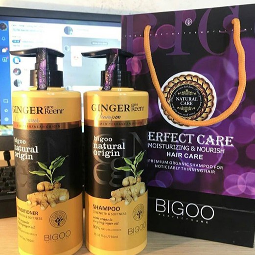 [Chính Hãng] Bộ Dầu Gội, Xả Gừng Tươi Bigoo Natural Oringin 750ml