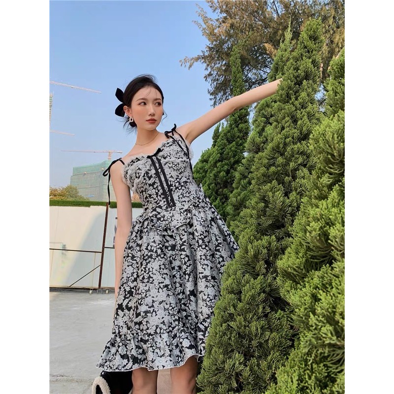 Váy nơ ren thiết kế hai dây YUNX