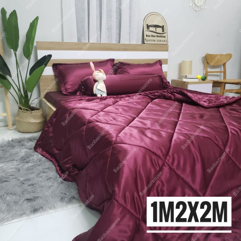 Bộ drap phi lụa 4 món 1m2x2m x15cm (1 ga giường + 2 vỏ gối nằm + 1 vỏ gối ôm) | BigBuy360 - bigbuy360.vn