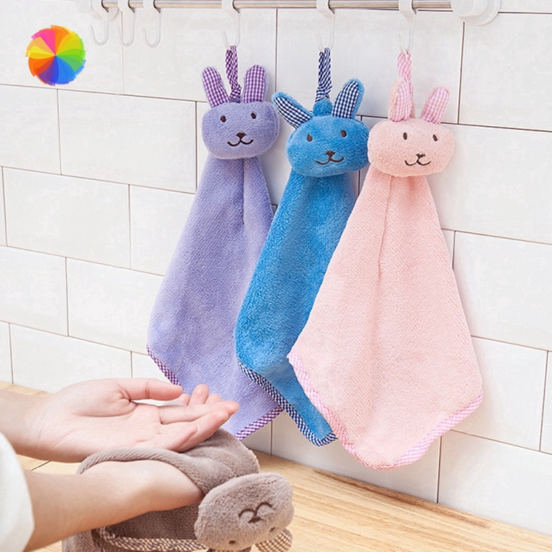 Khăn Lau Tay Treo Tường Hình Thỏ Nhồi Bông Đáng Yêu Cho Bé