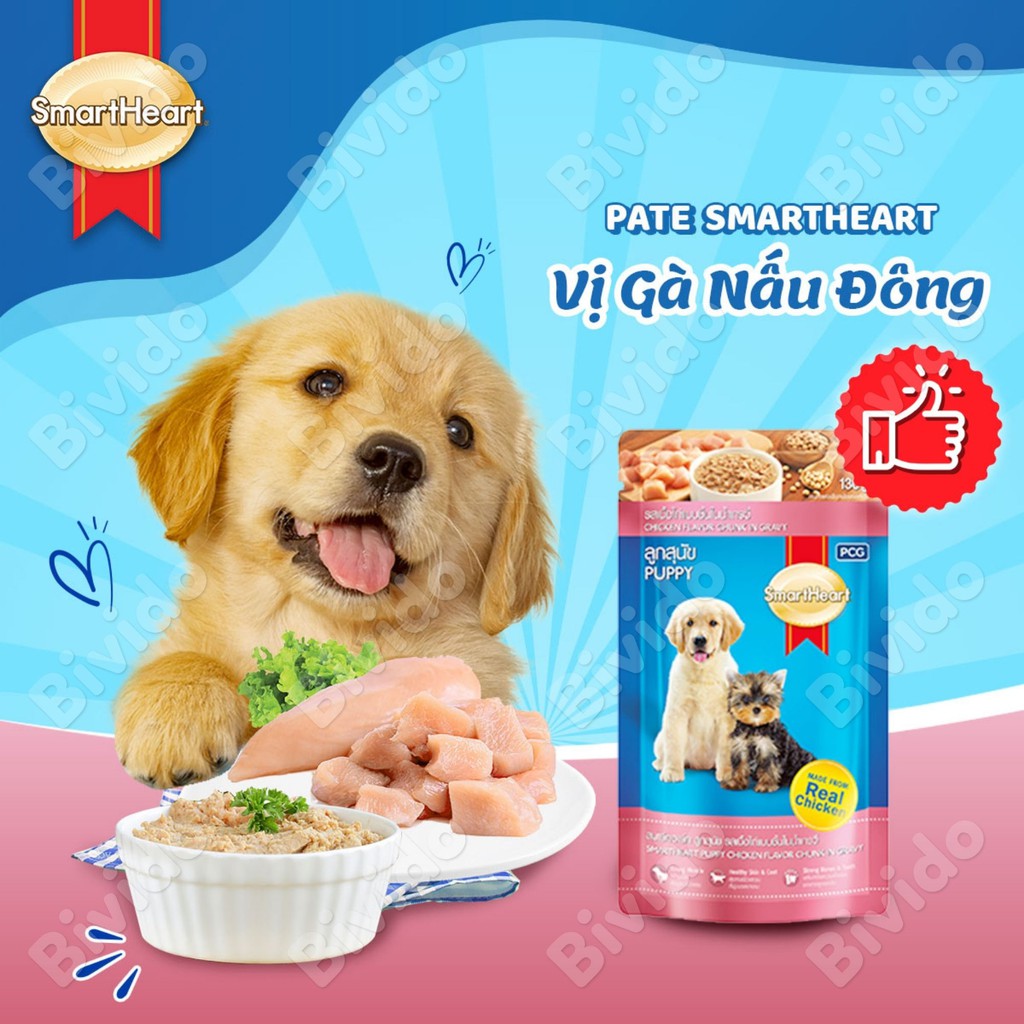 Pate cho chó Smartheart dinh dưỡng dễ ăn đủ vị túi 130g - Bivido