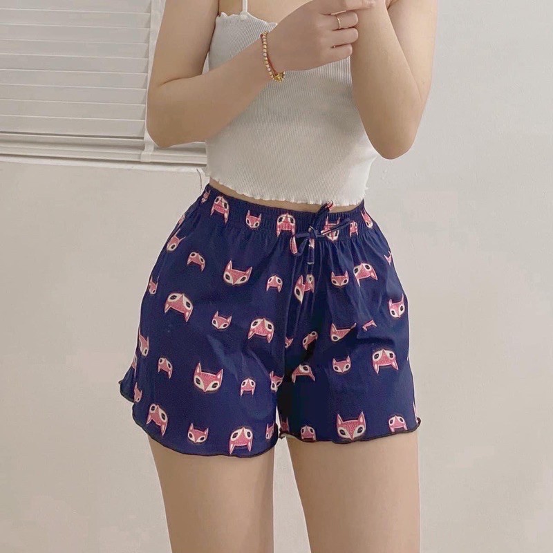 Bigsize Quần đùi nữ cotton quần short lửng mặc nhà thoải mái họa tiết hoạt hình đáng yêu