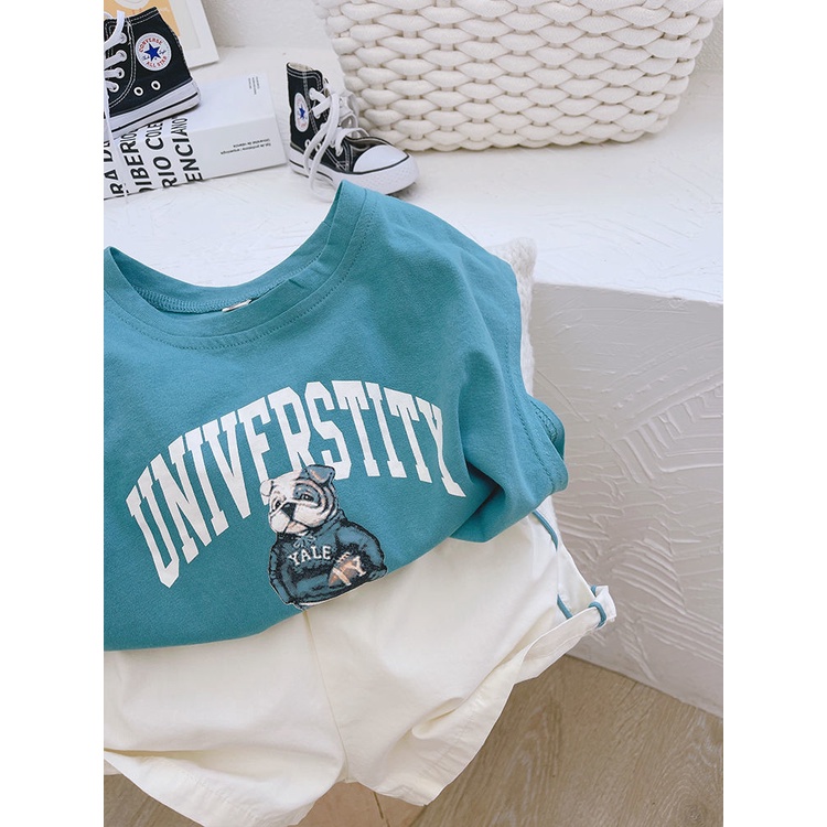 Bộ Áo Thun Cotton + Quần Lửng Sát Nách Phong Cách Phương Tây Thời Trang Mùa Hè Cho Bé Trai