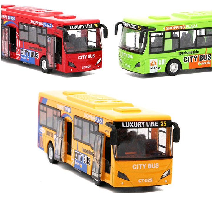 Ô tô buýt City Bus xe đồ chơi trẻ em xe bằng kim loại chạy cót có đèn và âm...