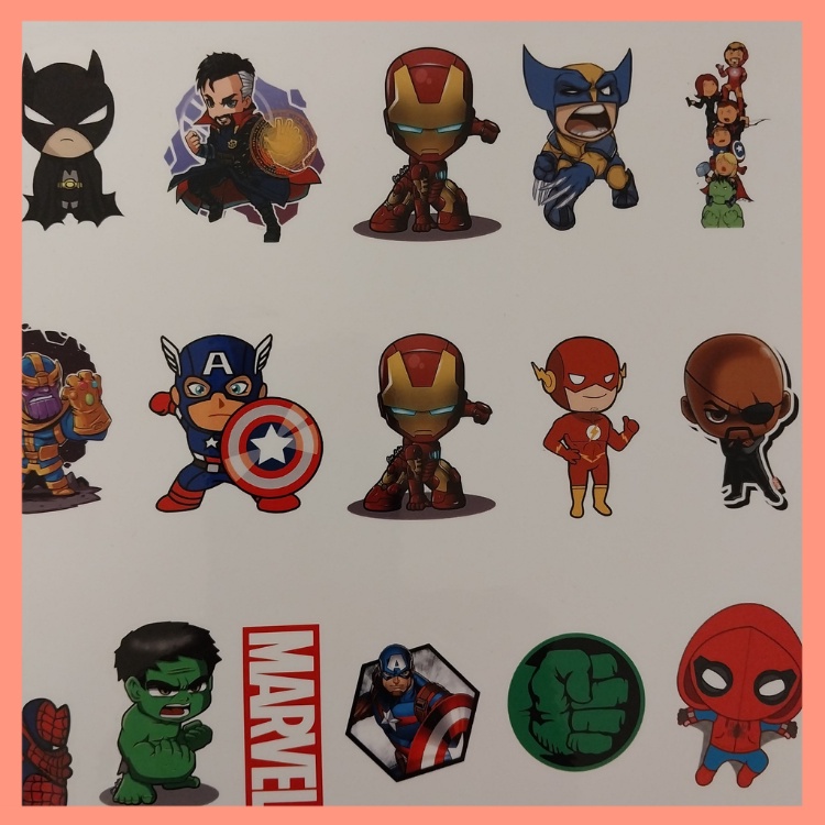 Sticker Marvel DC Comics dán laptop, điện thoại, đàn guitar, mũ bảo hiểm, vali, xe máy