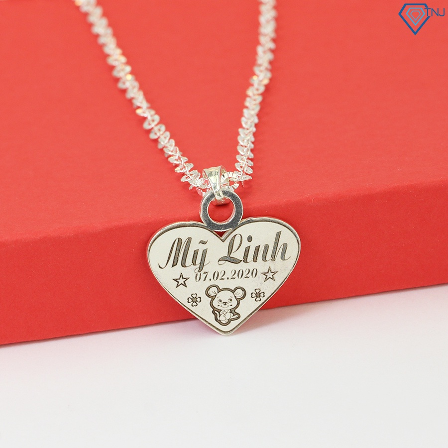 Vòng cổ bạc cho bé gái hình trái tim khắc tên DCT0075 Trang Sức TNJ
