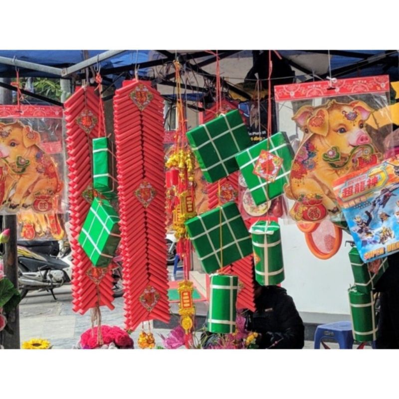Mô hình dây pháo giả handmade trang trí tết siêu ưng