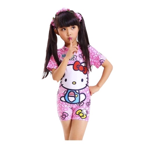 Đồ bơi liền quần Kitty hồng cho bé