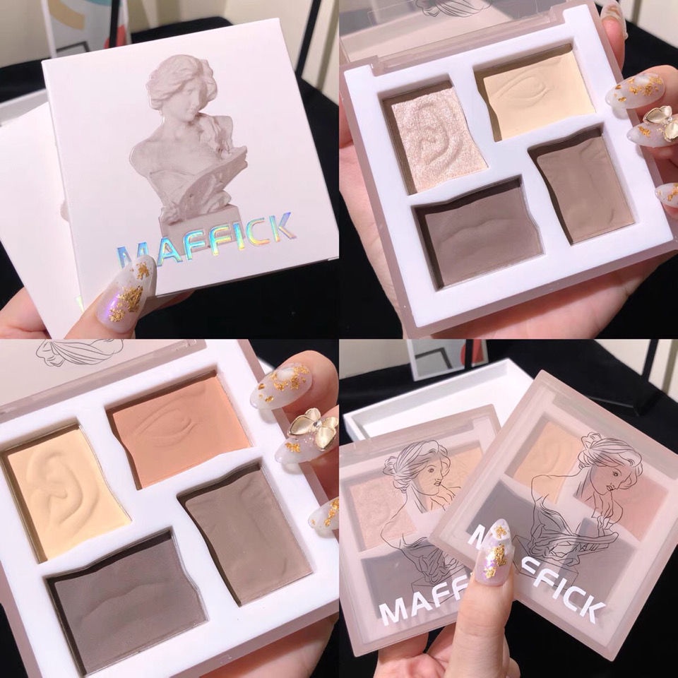 Bảng Phấn Bắt Sáng Bốn Màu Sắc Tạo Hiệu Ứng Lì / Ánh Nhũ Ba Chiều