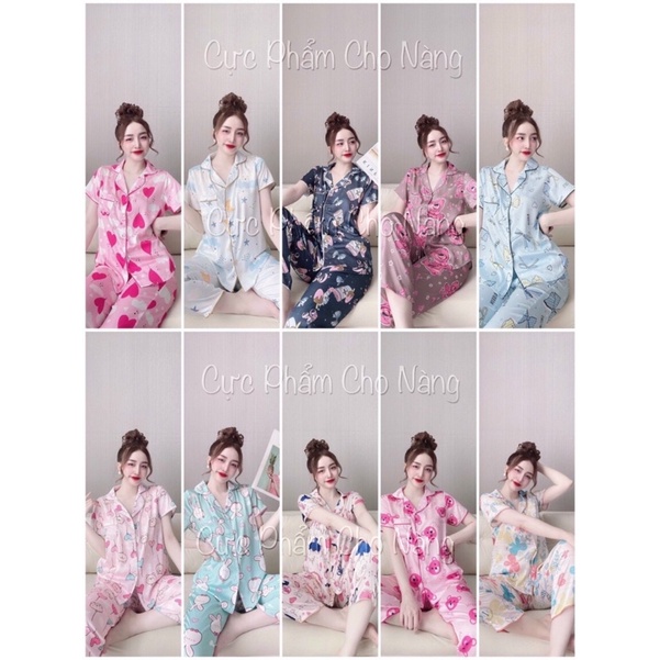 [Siêu Hot] Đồ bộ xinh Đồ mặc nhà LỤA LATIN LOẠI I Pijama quần dài tay ngắn