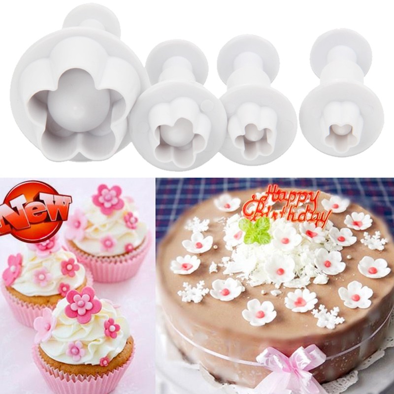 4 Khuôn Bánh Hình Hoa Mận Bằng Nhựa