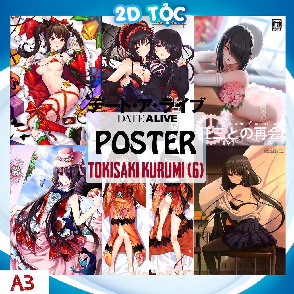 TRANH POSTER A3 TOKISAKI KURUMI (6) ANIME MANGA DATE A LIVE CHẤT LIỆU GIẤY CAO CẤP - 2D TỘC SHOP