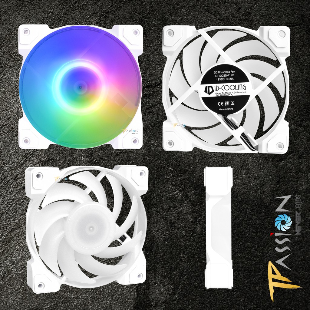 Bộ kit 3 Quạt Fan Case 12cm ID-Cooling DF-12025 ARGB TRIO | Trắng Snow edition - Chính hãng, DF12025 LED 5V Rainbow sync