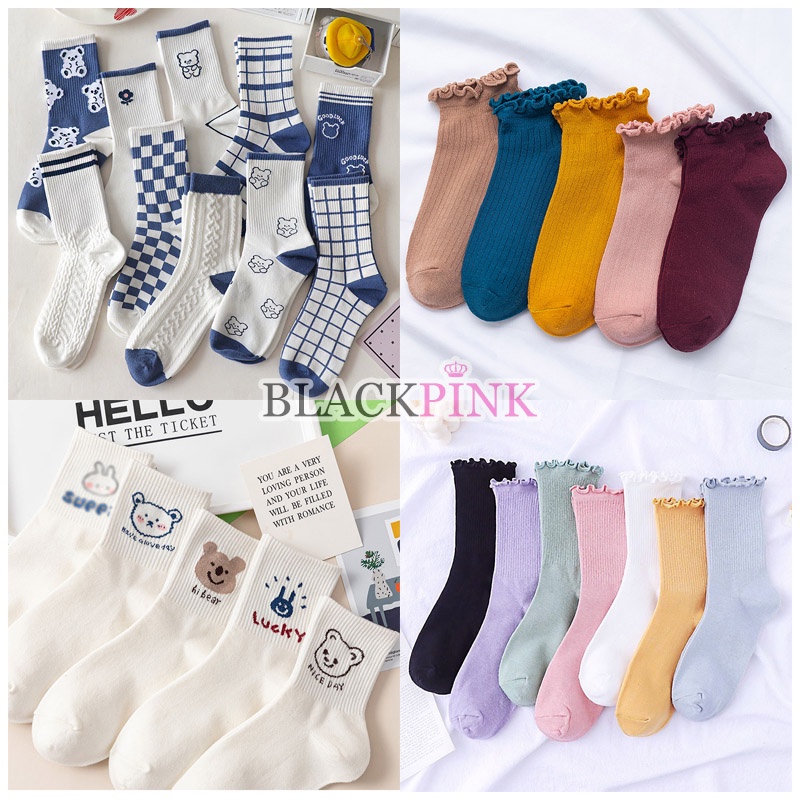 Tất nữ phong cách vintage, bánh bèo, giao ngẫu nhiên trong các mẫu trên ảnh, chất liệu cotton thoáng khí