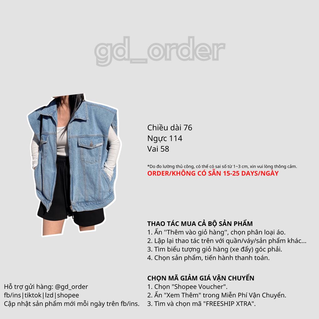 Kh9|Áo khoác jeans bò tanktop cá tính hàn quốc chất denim rộng túi hộp đi chơi, đi học gd_order