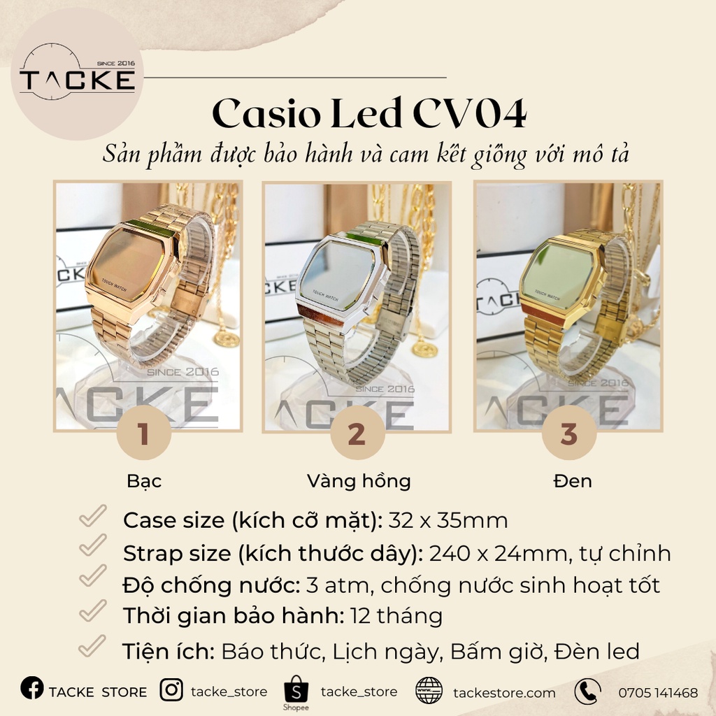 Đồng hồ cảm ứng màn hình touch watch điện tử thể thao TACKE STORE, led touch watch, thời trang, thép không gỉ, 3 màu | BigBuy360 - bigbuy360.vn