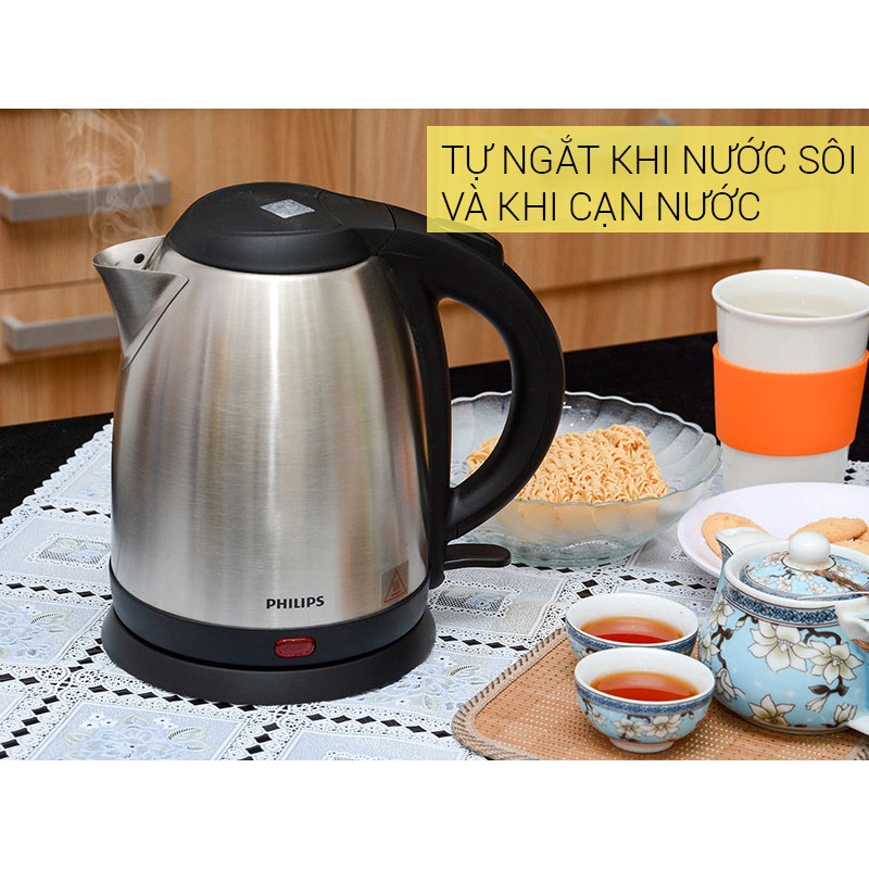 Bình siêu tốc Philips 1.5 lít HD9306, Inox 304 an toàn sức khỏe, công suất 1800W