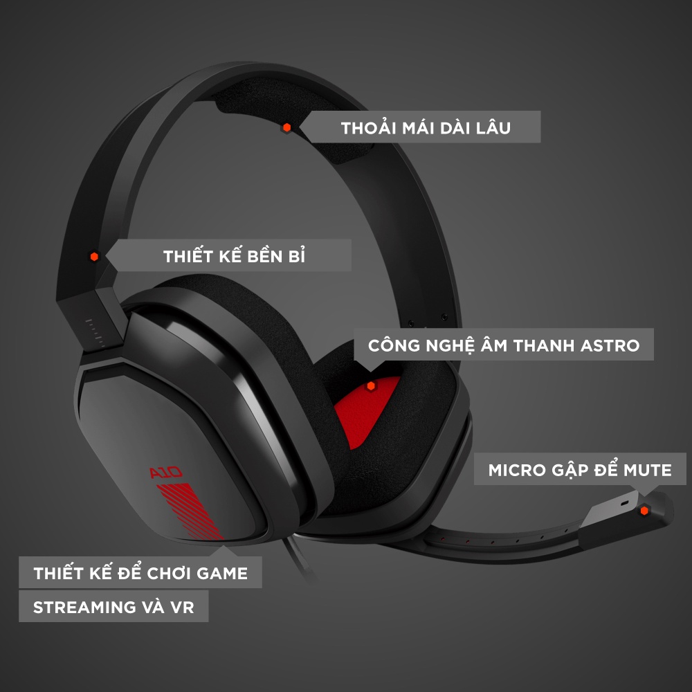 Tai nghe game Logitech G - Astro A10, mic gập để mute, phù hợp PC, PS5, Mobile, Xbox