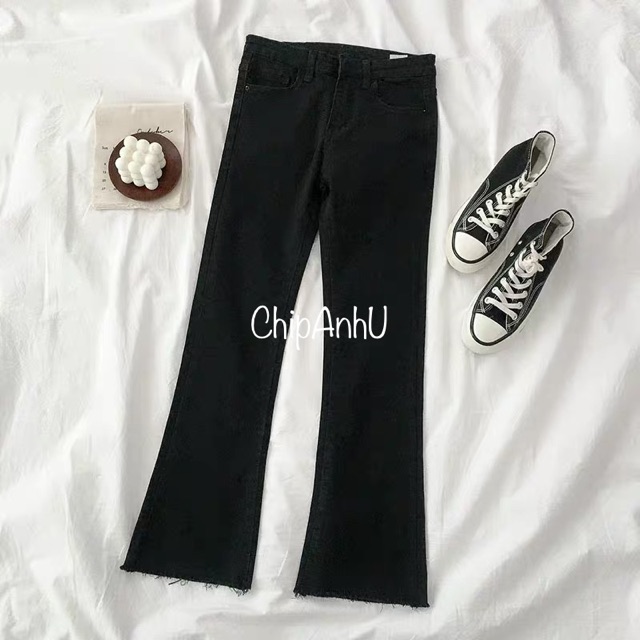 QUẦN JEANS ỐNG LOE ĐEN TRƠN - QB3003