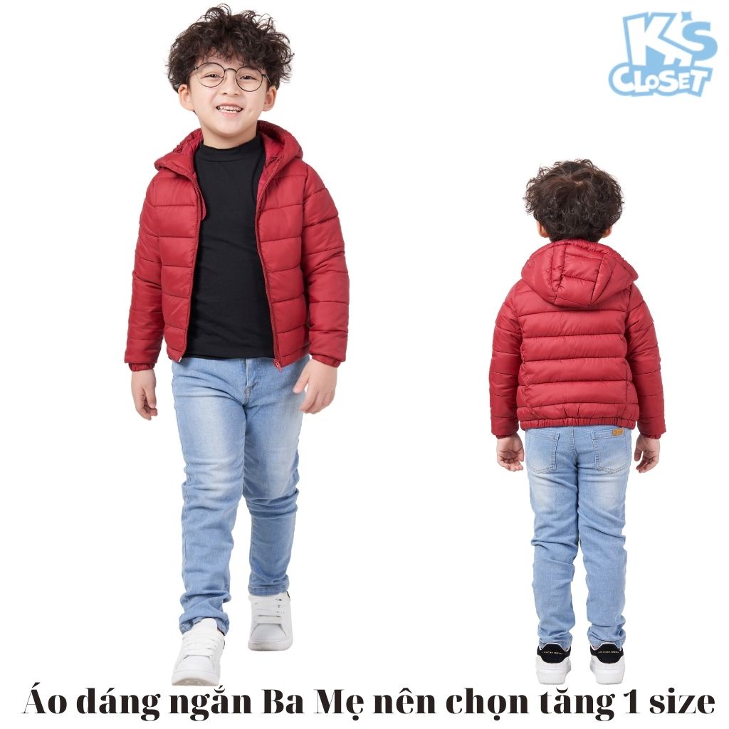 Áo phao dài tay trẻ em K'S CLOSET in hình hoạ tiết đáng yêu, có mũ KT191ONF