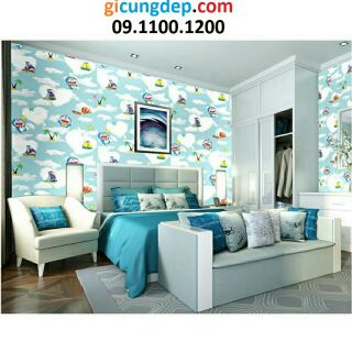 10m Giấy dán tường ko cần keo khổ 45cm mẫu doremon