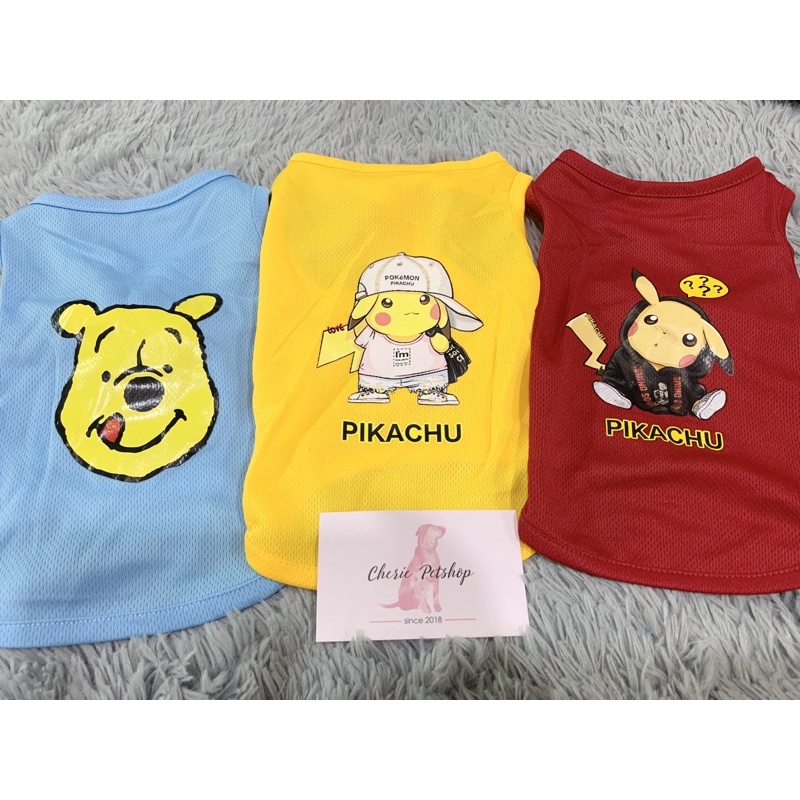 SIZE To Áo thun pikachu, gấu pooh cho chó mèo