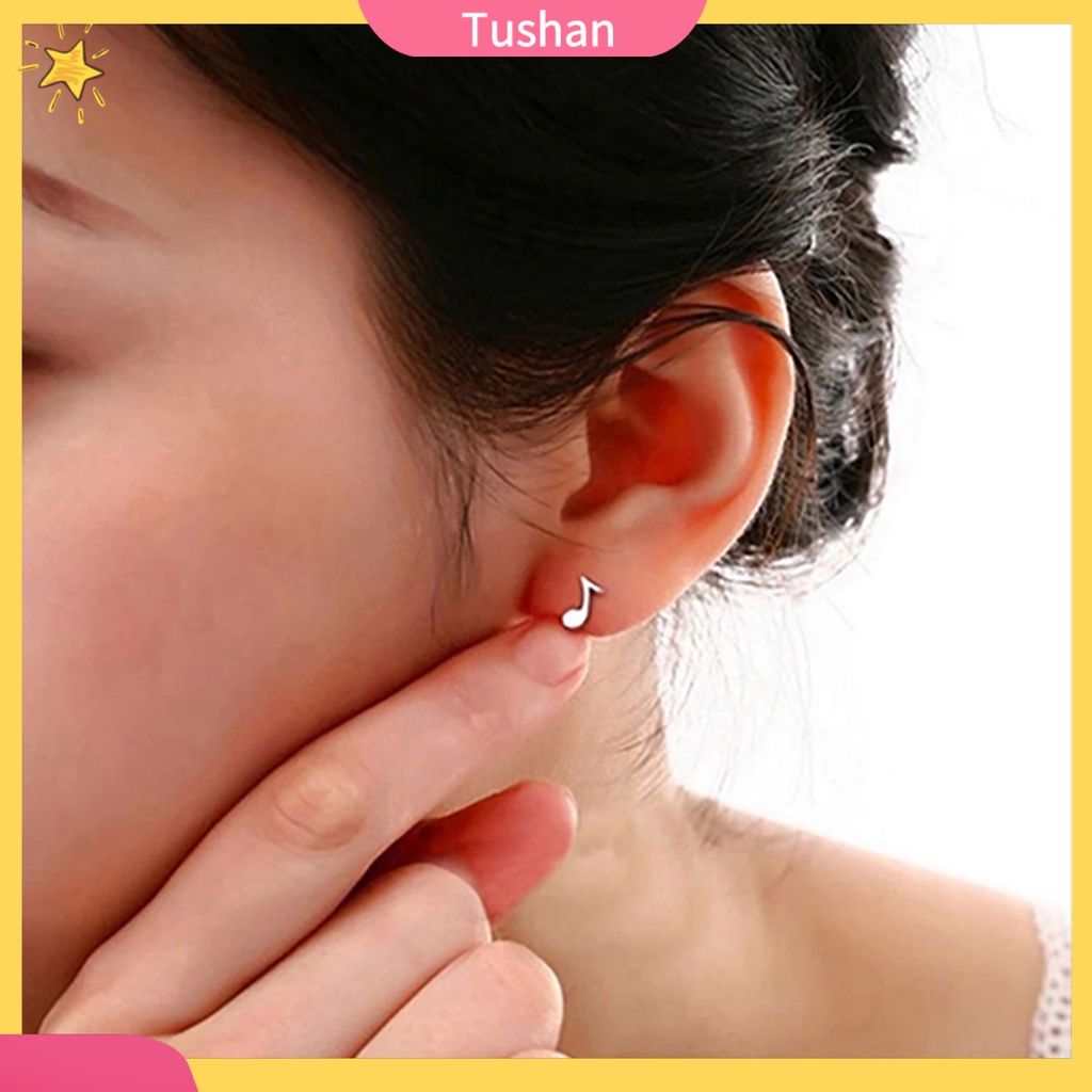 Khuyên tai nữ mạ bạc hình nốt nhạc xinh xắn