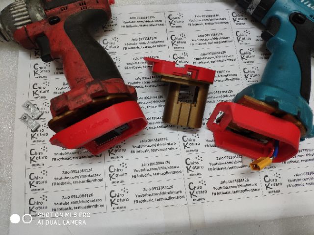 Bộ đế chuyển chân pin cho máy Makita 12v pin đút sang Makita pin cài