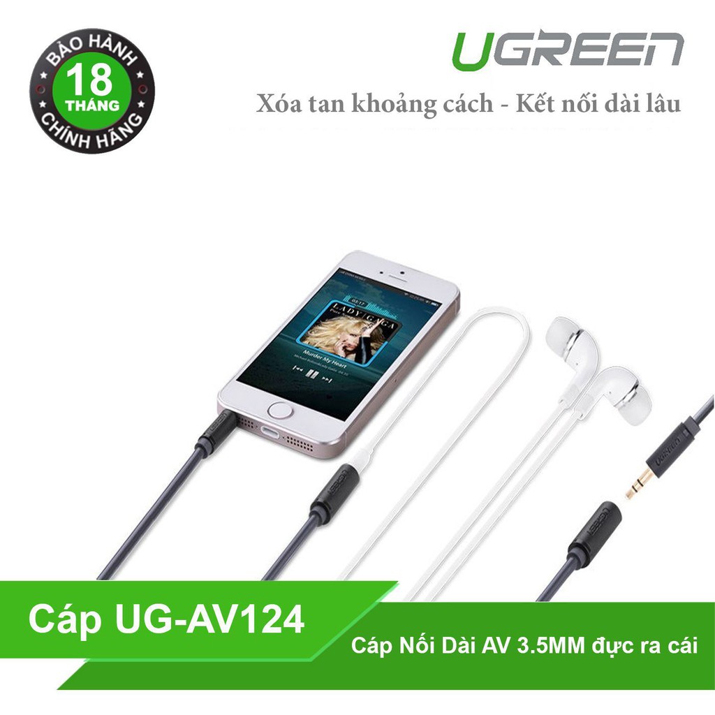 Cáp Kết Nối Âm Thanh 3.5mm Màu Đen Ugreen AV124 Chính Hãng