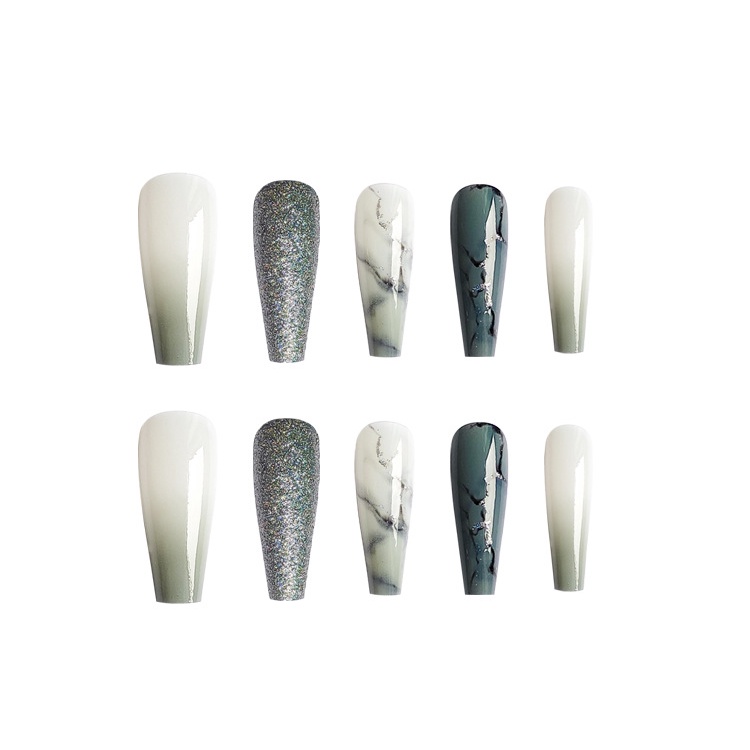 3501 YUKEHUI bộ móng tay giả set móng giả trong suốt móng tay giả đính nơ móng tay giả dài vuông móng tay giả dài đính đá  bộ 24 móng giả