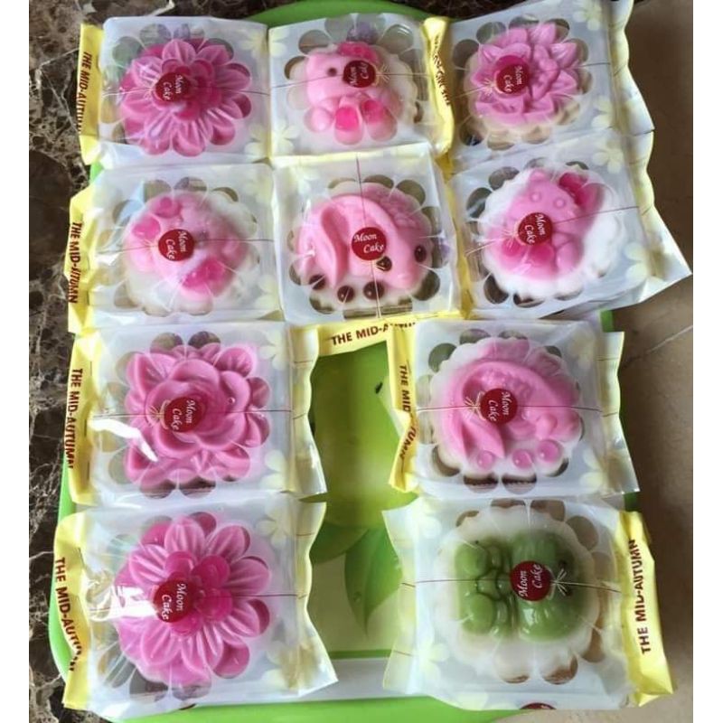 Set 95-100_khay túi đựng bánh 200g, bánh rau câu trung thu khay trắng hàng VN