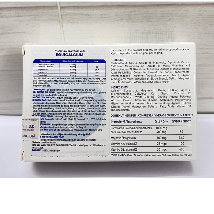 Equicalcium bổ sung calcium vitamin d3 vitamin k2 cho phụ nữ có thai cho con bú.suckhoechomoinha